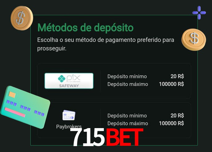 O cassino 715Bet oferece uma grande variedade de métodos de pagamento
